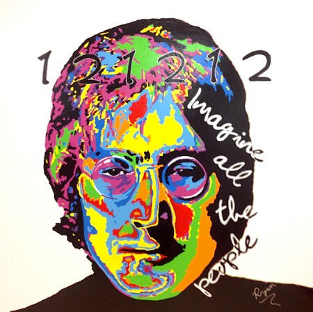 IMAGINE IMAGINE, 2012 painting on wood by Ryan Paul Simmons created in support of Sandy relief